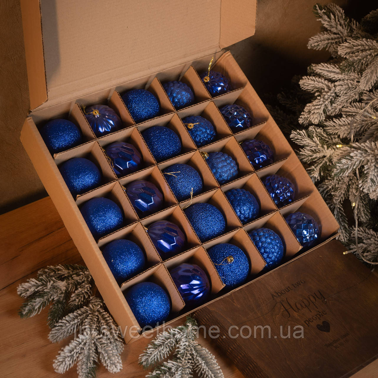Набір новорічних куль "Асорті" 25 шт колір синій