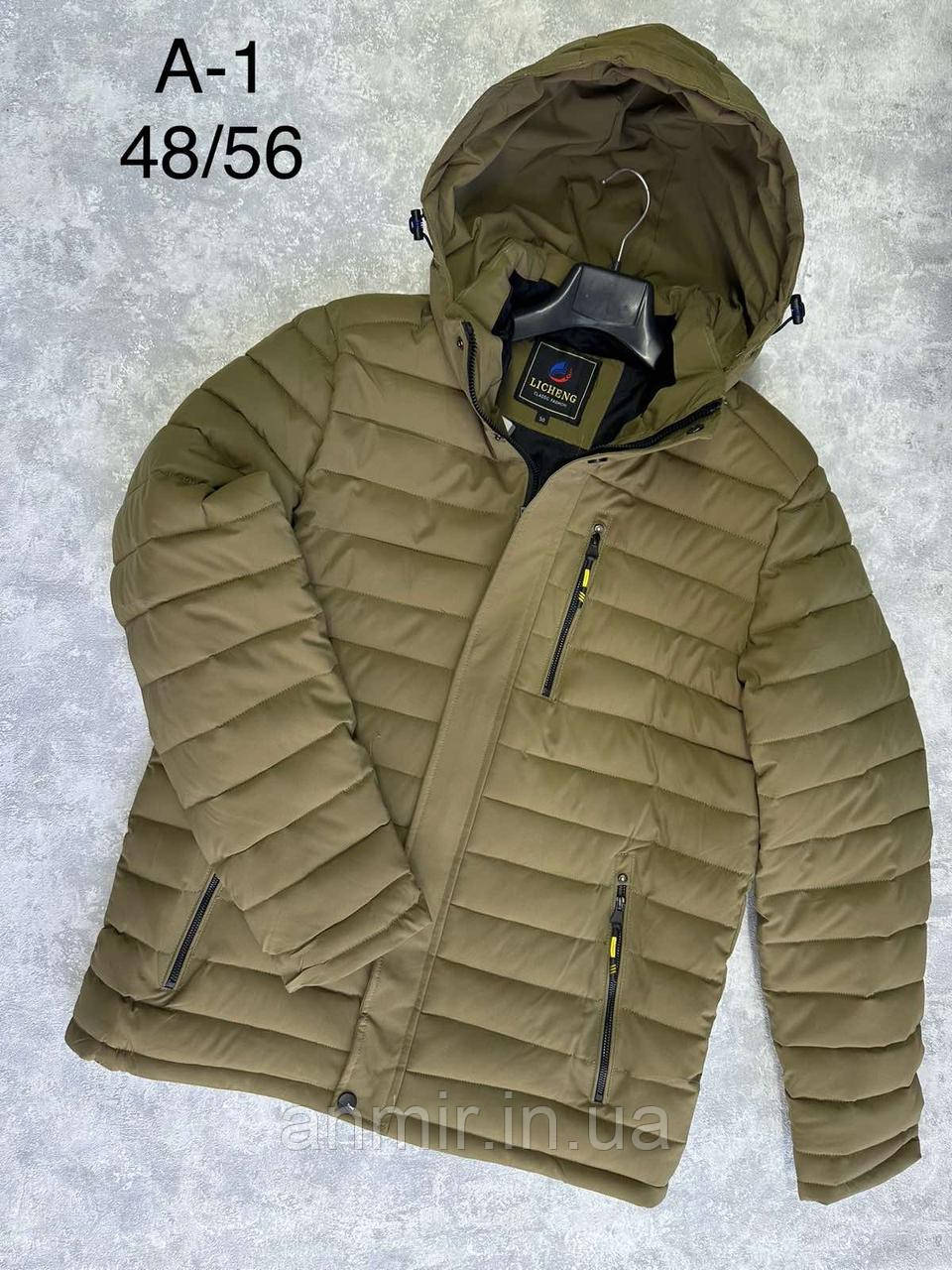 Зимова чоловіча куртка пряма стьобана три кишені норма 48-56, колір хакі