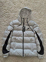 Чоловіча зимова куртка Nike сіра коротка Пуховик Найк з чорними вставками (B)