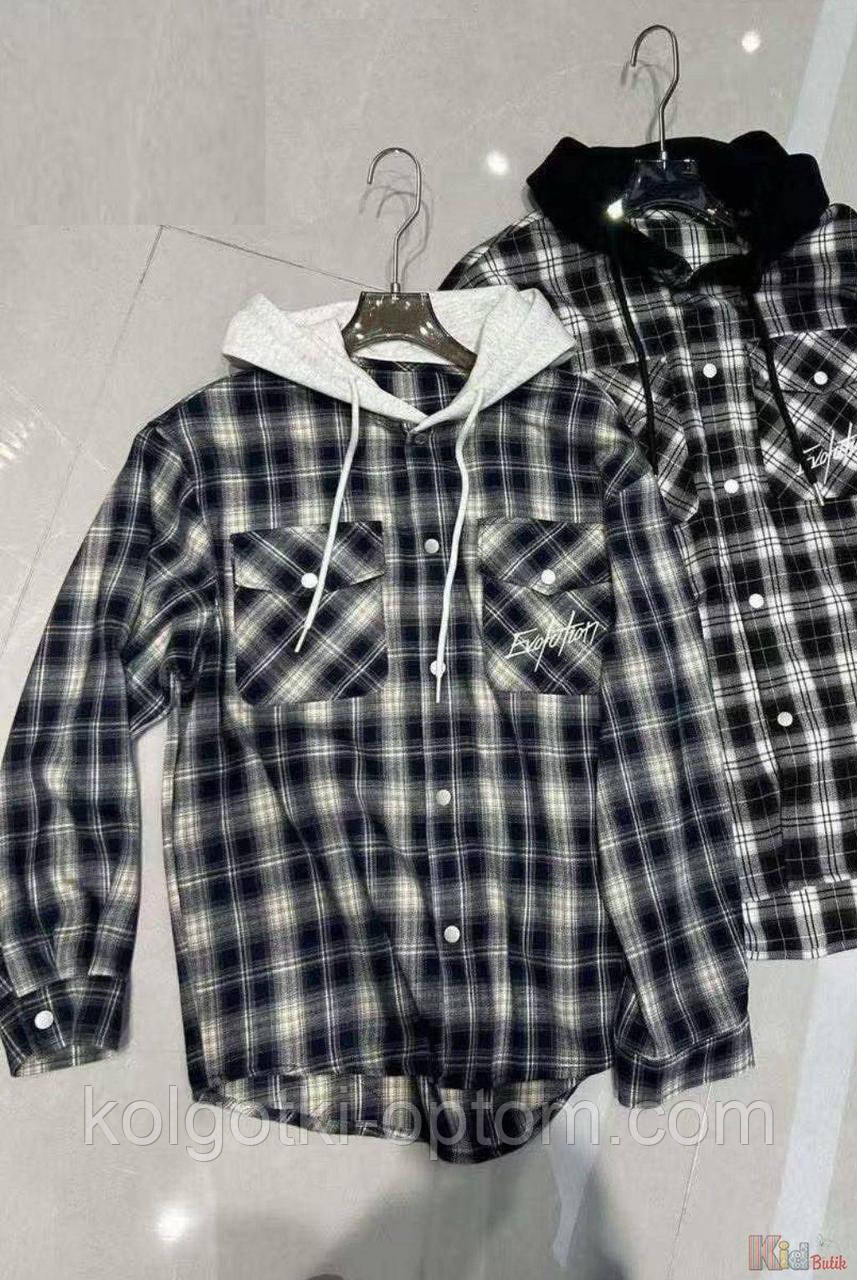 ОПТОМ Упаковка (158-164-170-176)  Сорочка картата синя з капюшоном Bolina Baby 1111000065919, фото 1