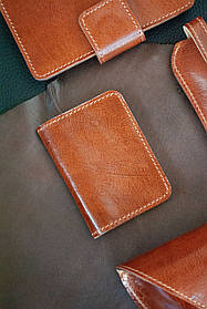 Шкіра Кенгуру! Обкладинка для ID паспорта шкіряна світло-коричнева | Обкладинка на права 4 відділа