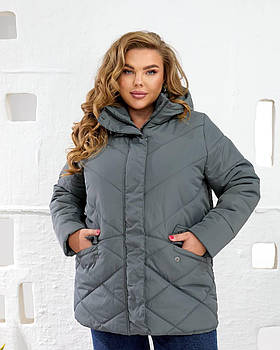 Куртка жіноча зимова стьобана з капюшоном (Батал)
