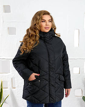 Куртка жіноча зимова стьобана з капюшоном (Батал)