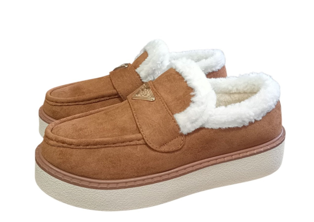 Лофери жіночі зимові коричневі на хутрі, фото 1