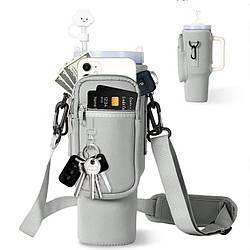 Чохол-сумка для термокружки Stanley Quencher 1,18 л з ремінцем, захисний кейс для кухля, сірого кольору KT7001304