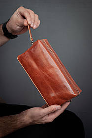 Шкіра Кенгуру! Велика шкіряна косметичка риже-коричнева