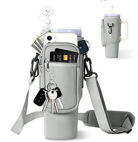 Чохол-сумка для термокружки Stanley Quencher 1,18 л сірого кольору KT7001304 з ремінцем, захисний кейс для кухля