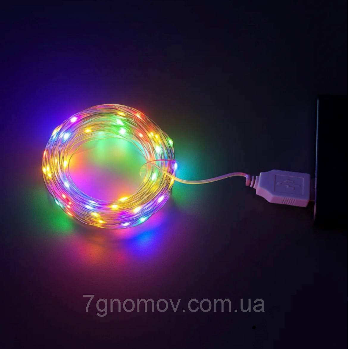 Гірлянда РОСА 20 метрів 200 LED USB біла нитка мультиколор арт. USB200L20MWML