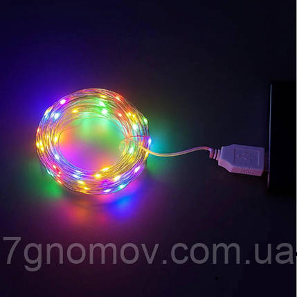Гірлянда РОСА 20 метрів 200 LED USB біла нитка мультиколор арт. USB200L20MWML, фото 1