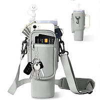 Чохол-сумка для термокружки Stanley Quencher 1,18 л з ремінцем, захисний кейс для кухля, сірого кольору KT7001304. solve
