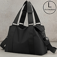 Сумка спортивная, дорожная для тренировок и путешествий с плечевым ремнем,для спорта,унисекс 41x14x30 см,черная