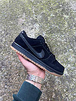 Зимові чорні жіночі шкіряні кросівки Nike SB Dunk Black White Fur кросівки Найк СБ Данк на хутрі