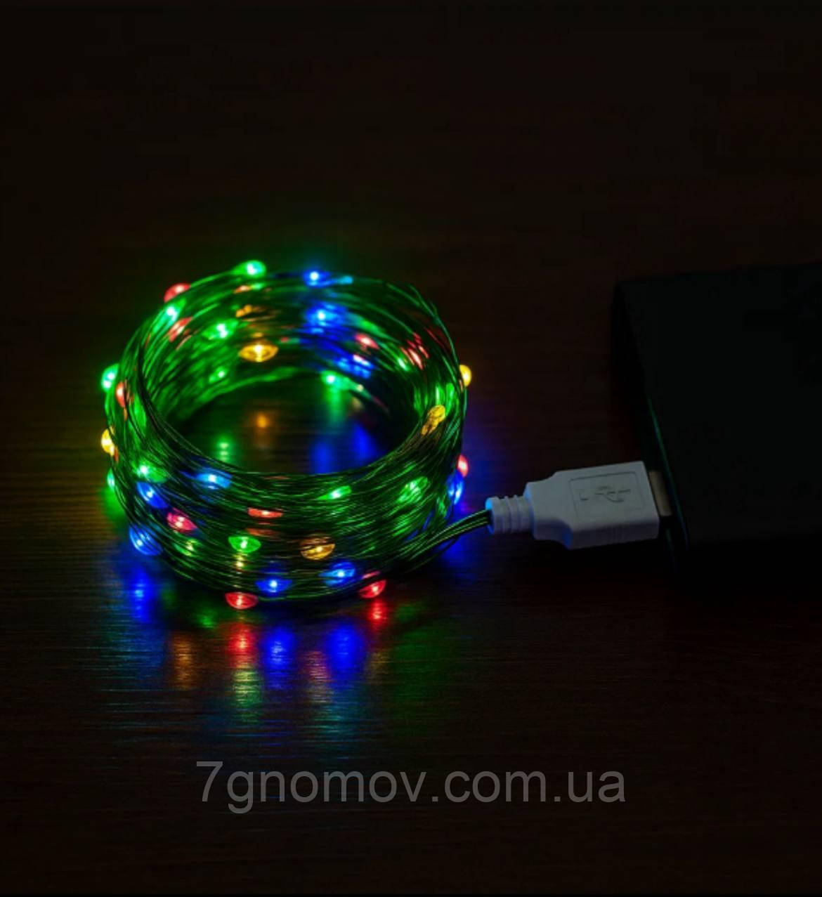 Гірлянда РОСА 20 метрів 200 LED USB зелена нитка мультиколор арт. USB200L20MGML