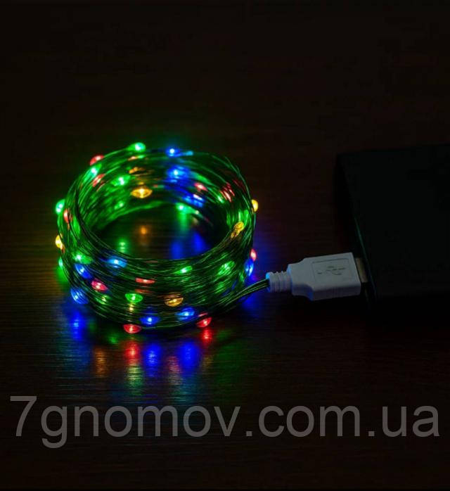 Гірлянда РОСА 20 метрів 200 LED USB зелена нитка мультиколор арт. USB200L20MGML