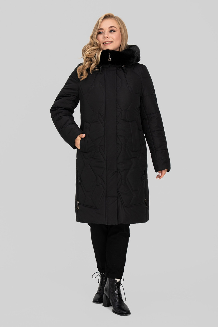 Стильне зимове жіноче пальто Евеліна, р-ри 50-60