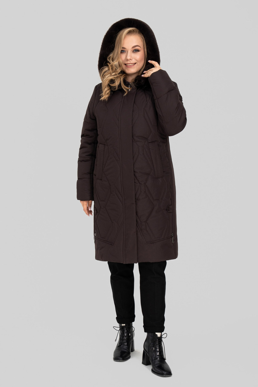 Стильне зимове жіноче пальто Евеліна, р-ри 50-60