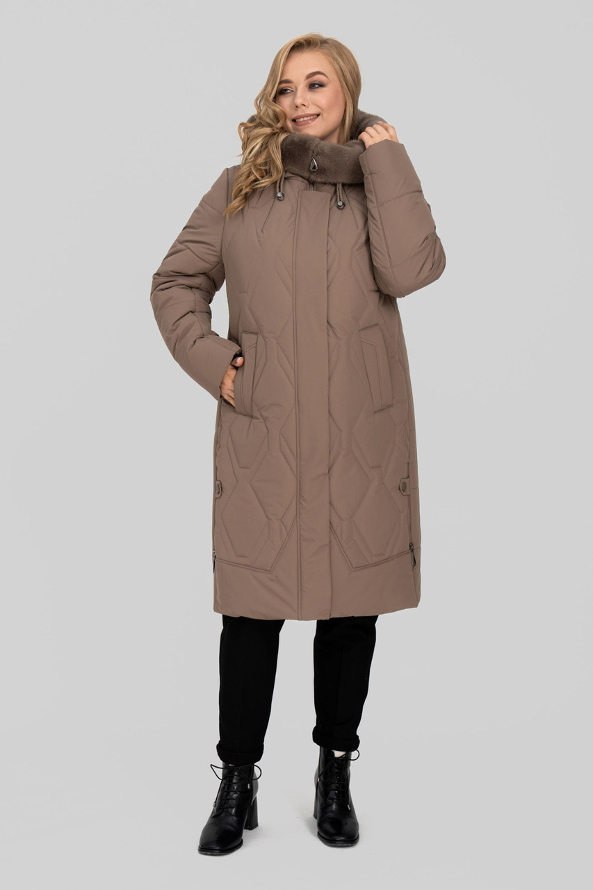 Стильне зимове жіноче пальто Евеліна, р-ри 50-60