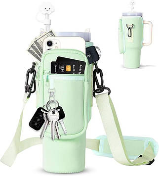 Чохол-сумка для термокружки Stanley Quencher 1,18 л з ремінцем, захисний кейс для кухля, м'ятного кольору KT7001307 PeremogaUA