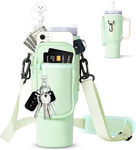Чохол-сумка для термокружки Stanley Quencher 1,18 л м'ятного кольору KT7001307 з ремінцем, захисний кейс для кухля