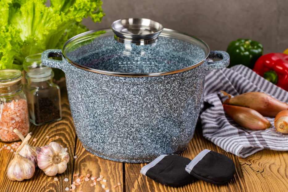 Каструля-казан 4 л Edenberg EB-8192 з гранітним покриттям та скляною кришкою, фото 1