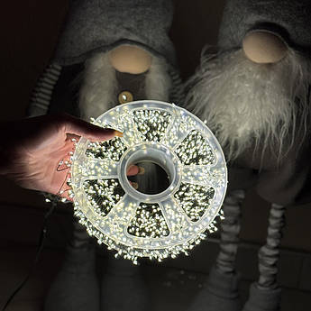 Гірлянда Роса Мішура 30 метрів | 900 led | Зелений кабель |  Хвойна лапа | Феєрверк