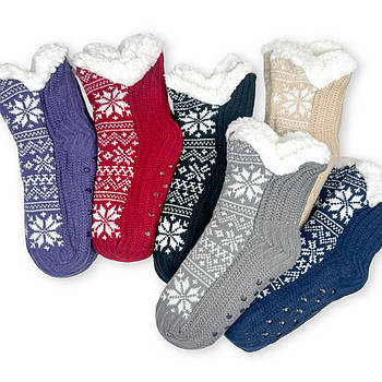 Жіночі теплі шкарпетки на хутрі з тормозками Фіолетовий