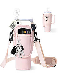 Чохол-сумка для термокружки Stanley Quencher 1,18 л з ремінцем, захисний кейс для кухля, світло-рожевого кольору KT7001312