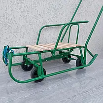 Дитячі санки Baby Elit із висувними колесами, зручною спинкою та складною ручкою. Зимові санчата для дітей, зеленого кольору., фото 2