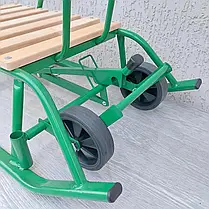 Дитячі санки Baby Elit із висувними колесами, зручною спинкою та складною ручкою. Зимові санчата для дітей, зеленого кольору., фото 3