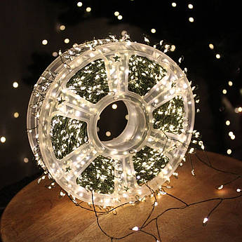 Гірлянда Роса Мішура Хвойна лапа 100 метрів | 2000 led | Зелений кабель від USB | Хвойна лапа  Феєрверк