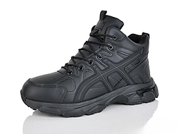 Теплі чоловічі кросівки асікси чорного кольору