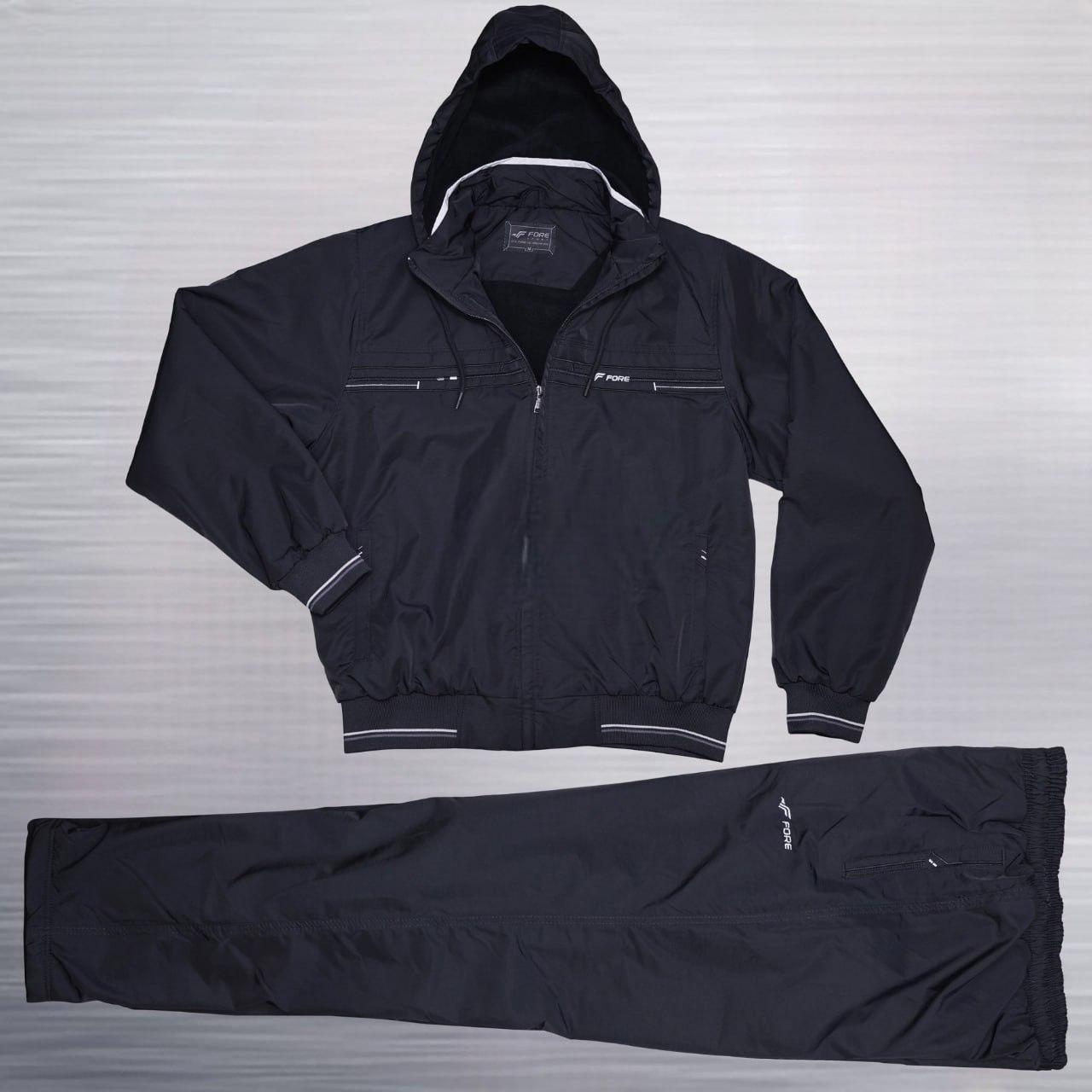 Чоловічий зимовий теплий спортивний костюм із плащової тканини з прямими штанами, фото 1