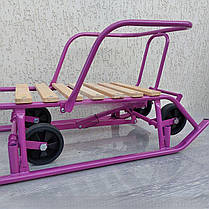 Дитячі санки Baby Elit із висувними колесами, зручною спинкою та батьківською ручкою — комфортні та практичні санчата рожевого кол, фото 5