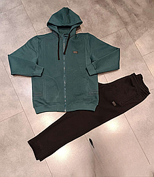 Чоловічий утеплений спортивний костюм  кофта на змійці+прямі штани батальних розмірів