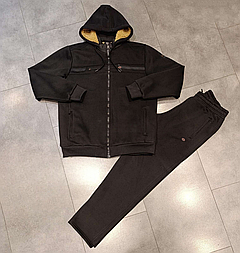 Чоловічий утеплений хутром костюм  кофта на змійці+прямі штани батальних розмірів