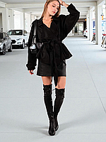 Ботфорти чорні утеплені 7.5 каблук