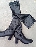 Ботфорти чорні утеплені 7.5 каблук, фото 3