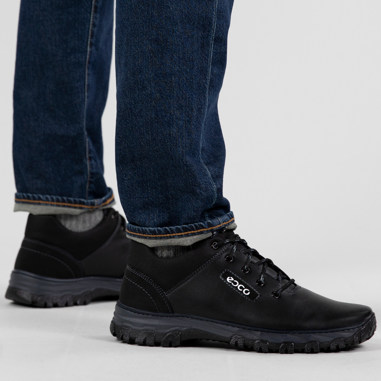 Низькі шкіряні черевики чоловічі чорні (АБ 3)