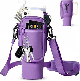 Чохол-сумка для термокружки Stanley Quencher 1,18 л фіолетового кольору KT7001309 з ремінцем, захисний кейс для кухля