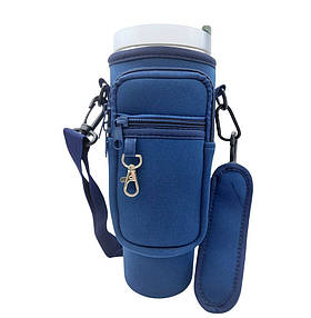 Чохол-сумка для термокружки Stanley Quencher 1,18 л синього кольору KT7001311 з ремінцем, захисний кейс для кухля