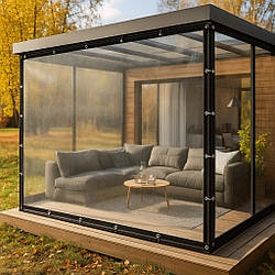 Прозорий тент для альтанки, тераси, веранди 3х3 м, прозоре накриття для альтанки -UKMarket-