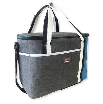 Термосумка 40*25*29 см Stenson WW01352 сіра з бірюзовим