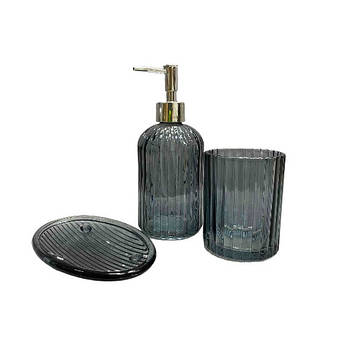 Набір аксесуарів для ванної кімнати з тонованого скла Flora ARI GREY 3 предмети S&T 888-159