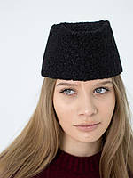 Пілотка з хутра букле D.Hats чорного кольору