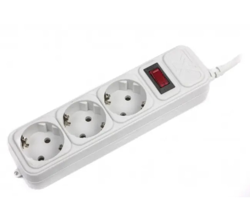 Мережевий фільтр із захистом GREELITE 3 розетки 1.8 м Білий, фото 1