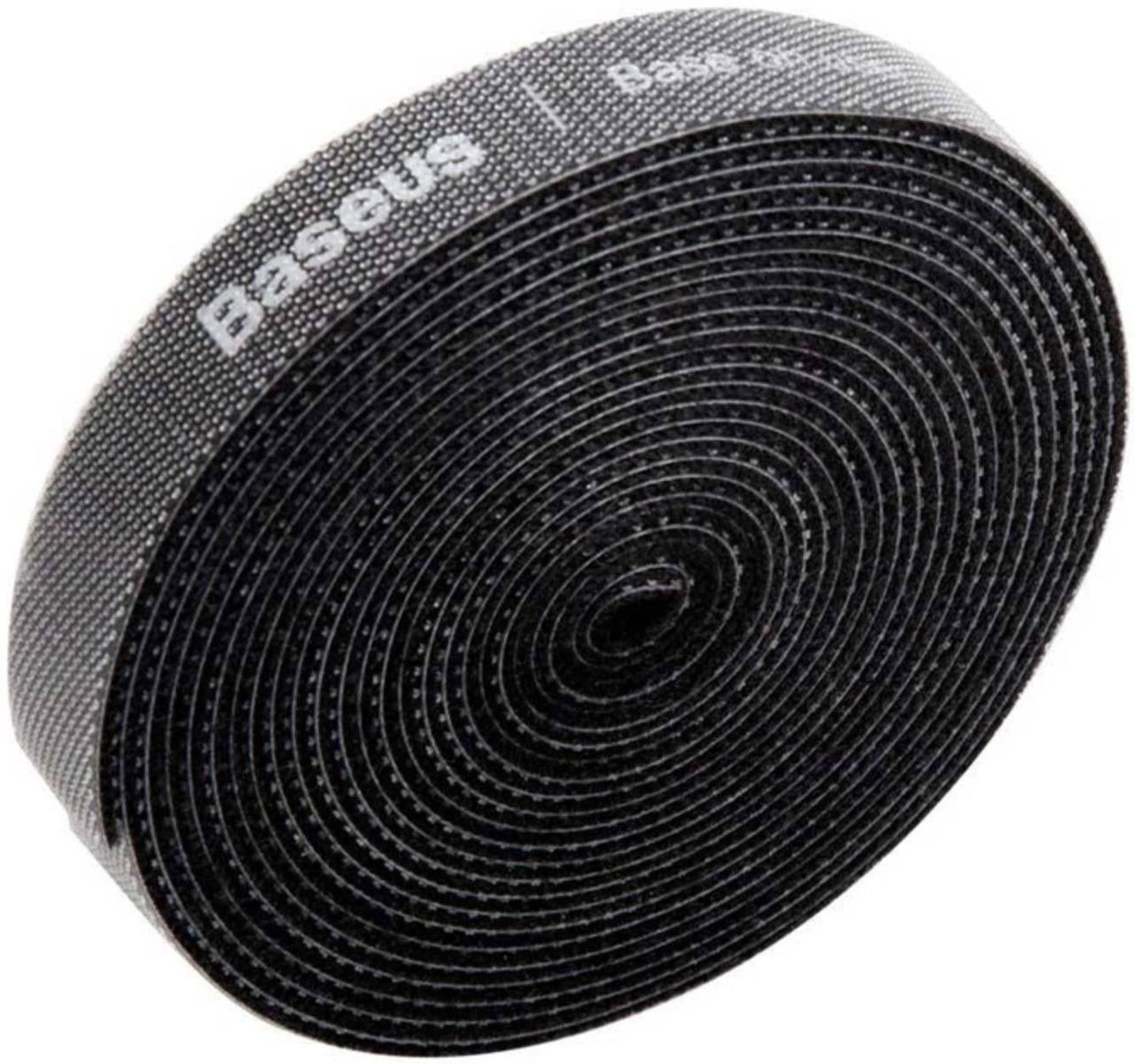 Фіксатор хомут стрічка BASEUS стяжка липучка для фіксації дротів 5 м Чорний, фото 1