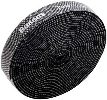 Фіксатор хомут стрічка BASEUS стяжка липучка для фіксації дротів 5 м Чорний