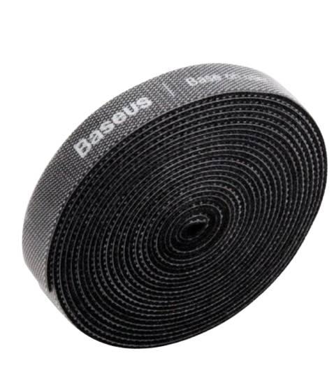 Хомут стрічка BASEUS стяжка липучка для фіксації дротів 10 м Чорний, фото 1