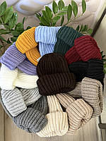 Базова жіноча шапка зимова з подвійним закотом