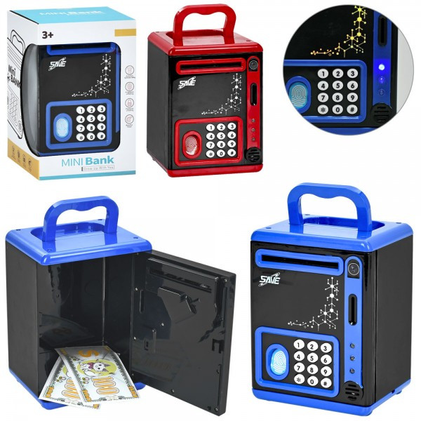 Скарбничка MK 5408, 19 см, сейф із кодом, музика.-звук, звуки тварин, затягує купюри, відбиток, світло, фото 1